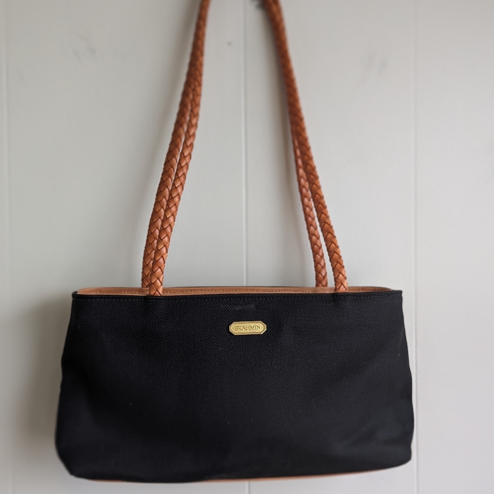 Brahmin Black and Tan Shoulder Bag